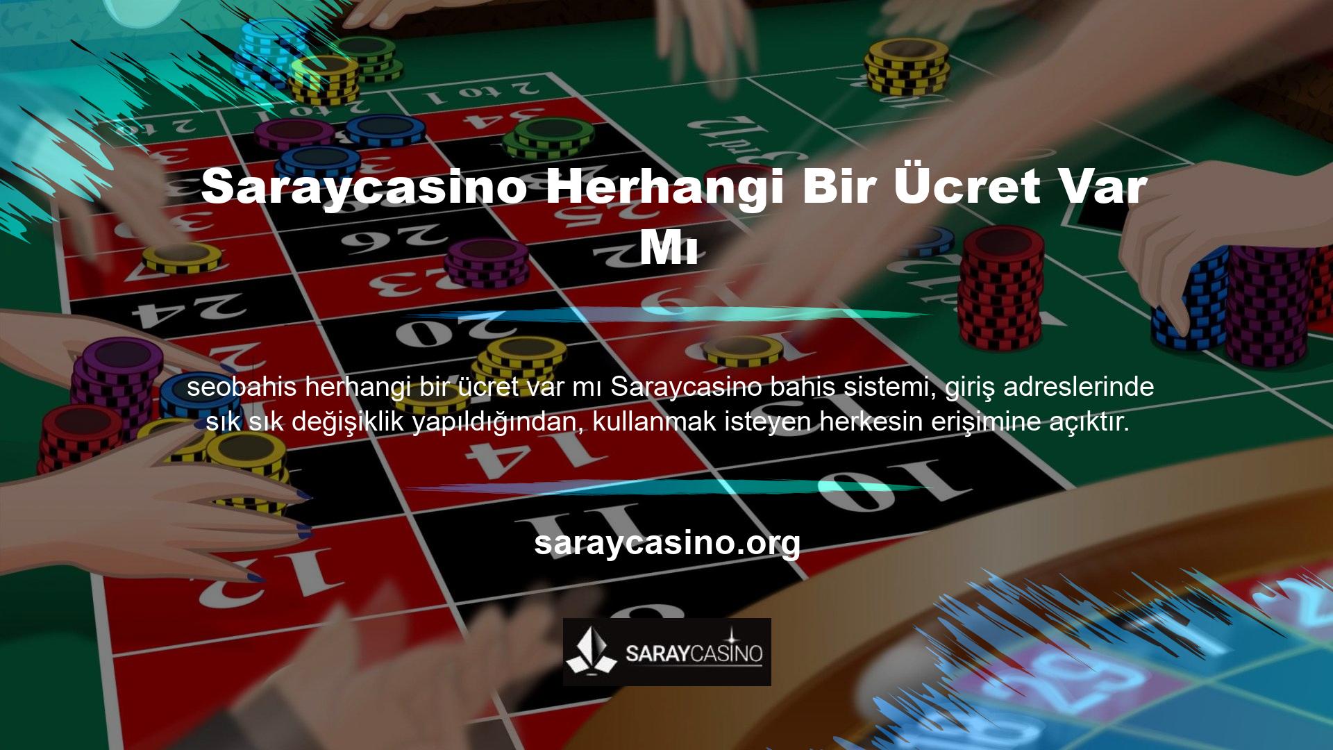Oturum sırasında Saraycasino üyeleri, platforma erişmek ve sınırsız bir çevrimiçi casino deneyimi yaşamak için "Giriş" düğmesini kullanabilirler